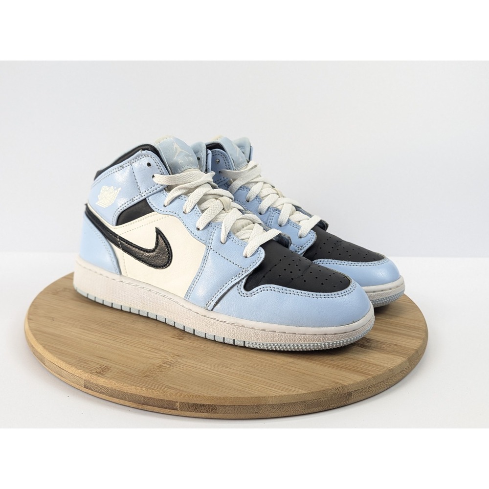 Nike Jordan 1 Mid Boys 7Y GS Blue Black White Basketball Shoes Sneakers Mens 7